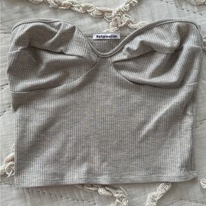 Reformation Grey Ribbed Tube Top with Canvas Bag!